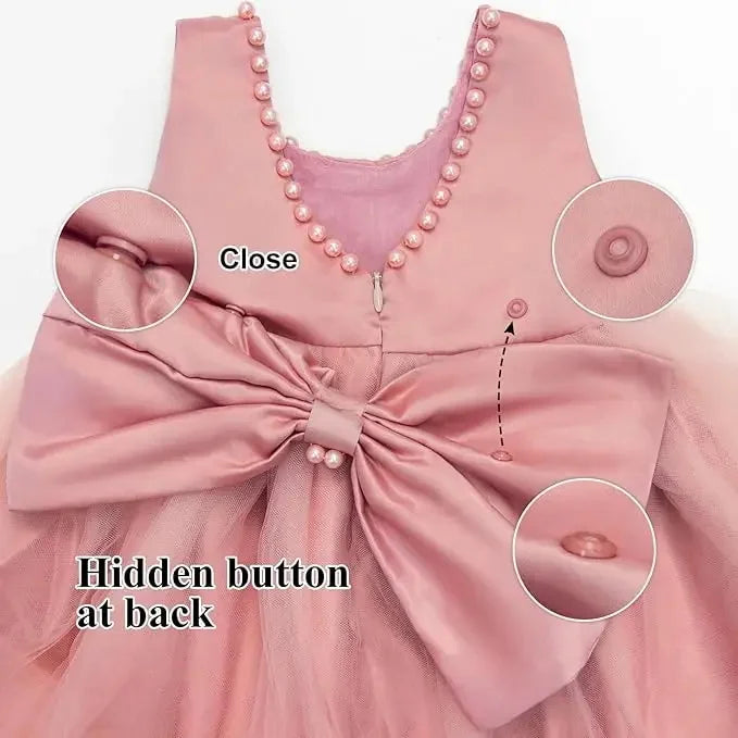 Baby Dresses For 1st Birthday Girls Party Dresses with Headwear Bowknot Toddler Girl Princess Dress Backless Kids Wedding Dress
