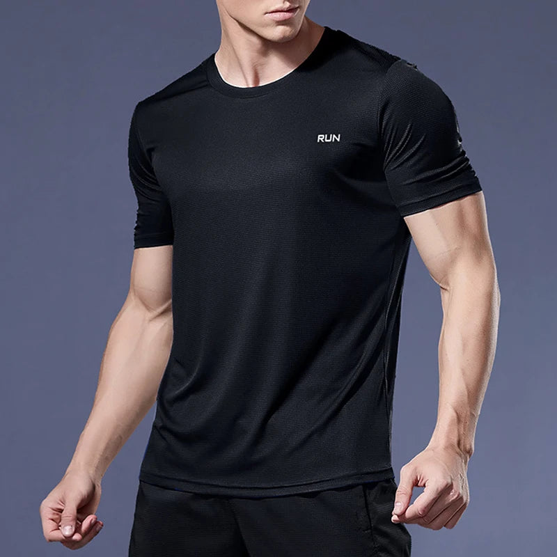 Summer Mens Quick Dry Running Bodybuilding Shirts Sport Gym t Shirt Men Short Sleeve Fitness Tops Oversized t-Shirt Jersey