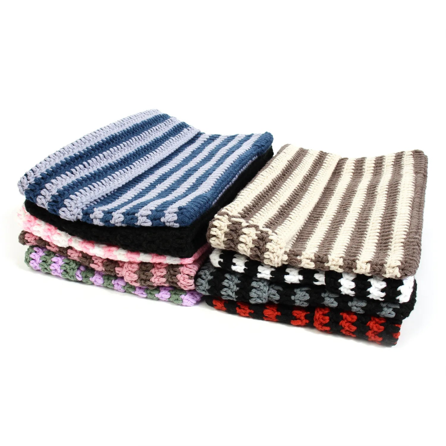 New Japanese Streetwear Harajuku Beanie Little Devil Striped Knitted Hat Women Girls Autumn Winter Cute Cat Ears Cap