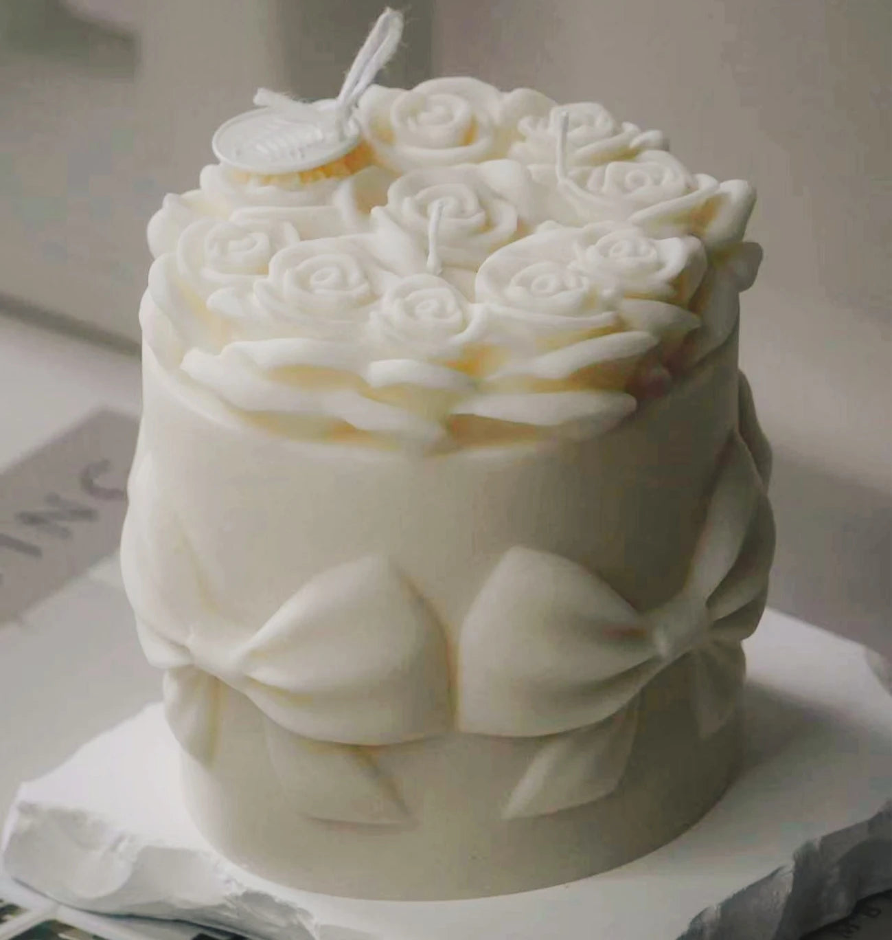 DIY Bowknot Rose Flower Candle Mold Cylinder Rose Floral Pillar Silicone Mold Wedding Decor Valentine's Day Gift Christmas decor