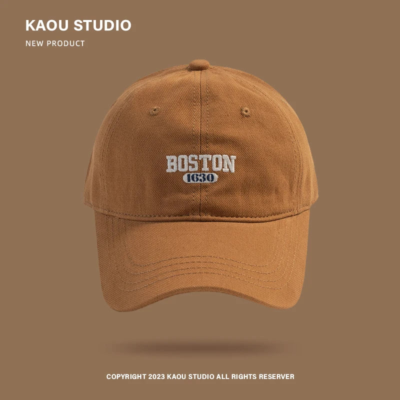 Hat Female Pink Ins Embroidered Peaked Cap Korean Style Versatile Curved Brim Trendy Men's Baseball Cap Spring and Autumn