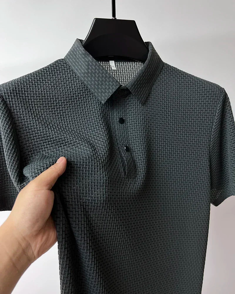 Business Casual Sweat-absorbing Top Brand Clothes Summer New Men's Short Sleeve T-shirt Ice Silk Cool and Breathable POLO Shirt