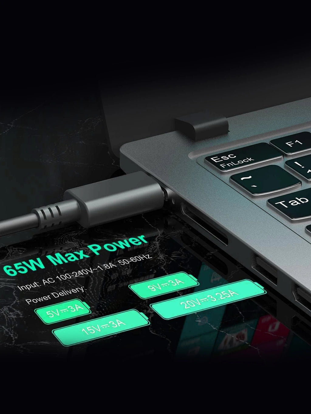 VIKEFON 65W USB C Laptop Charger Power Adapter for Lenovo ThinkPad,Hp,Chromebook,Yoga,Dell, ASUS,Acer Type C Fast Power Adapter