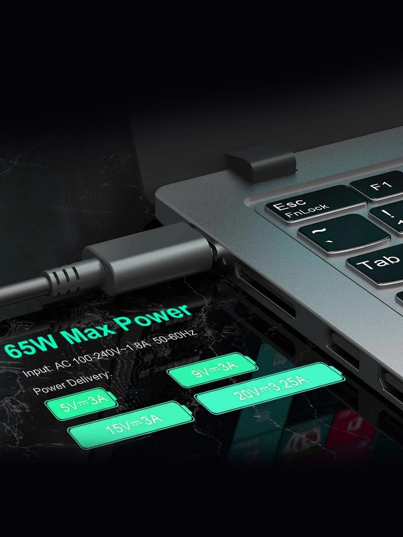 VIKEFON 65W USB C Laptop Charger Power Adapter for Lenovo ThinkPad,Hp,Chromebook,Yoga,Dell, ASUS,Acer Type C Fast Power Adapter