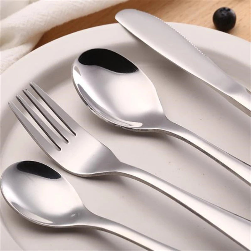 1/4pcs Baby Teaspoon Spoon Food Feeding Fork Knife Utensils Stainless Steel Kids Learning Eating Habit Children Tableware