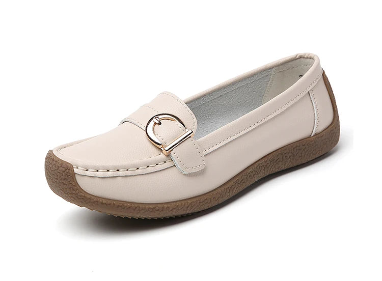 Woman Shoes 2025 New Low Heels Casual White Shoes Women's Loafers Slip On Elegant Flat Heel Zapatos De Mujer Soft Leather Flats