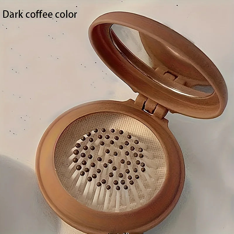 Mini Portable Folding Travel Hair Brush with Mirror for Women Lightweight Plastic Dual Fold Design for Outdoor Use Hand Washable