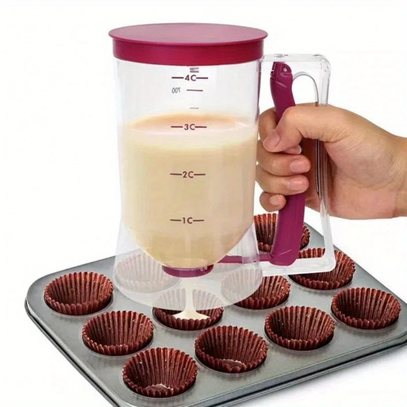 900ml Manual Batter Dispenser with Measurement Portion Control Tool for Cupcakes Muffins Pancakes Non-Electric Sturdy Plastic