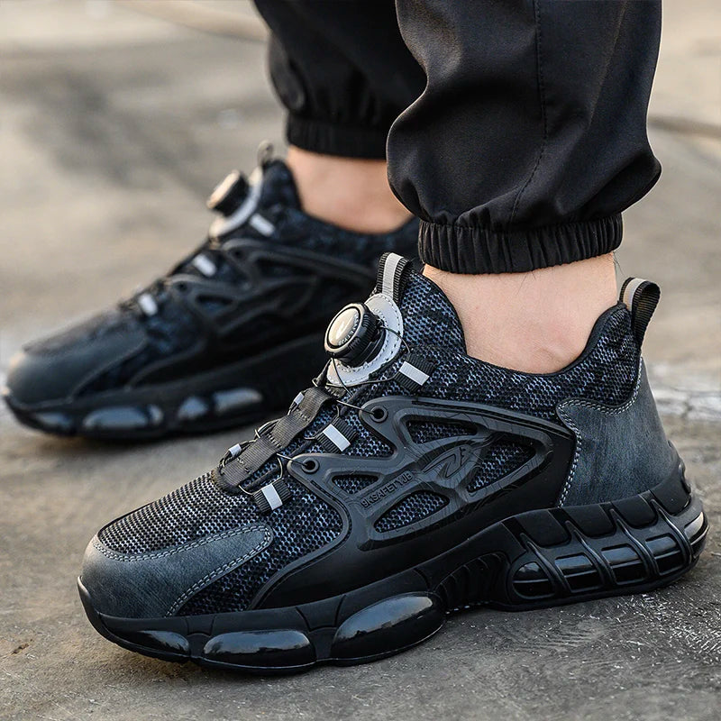 Unisex Rotating Button Safety Shoes Men For Work Sneakers Shoes Puncture-Proof Protective Women Shoes Steel Toe Work Boots