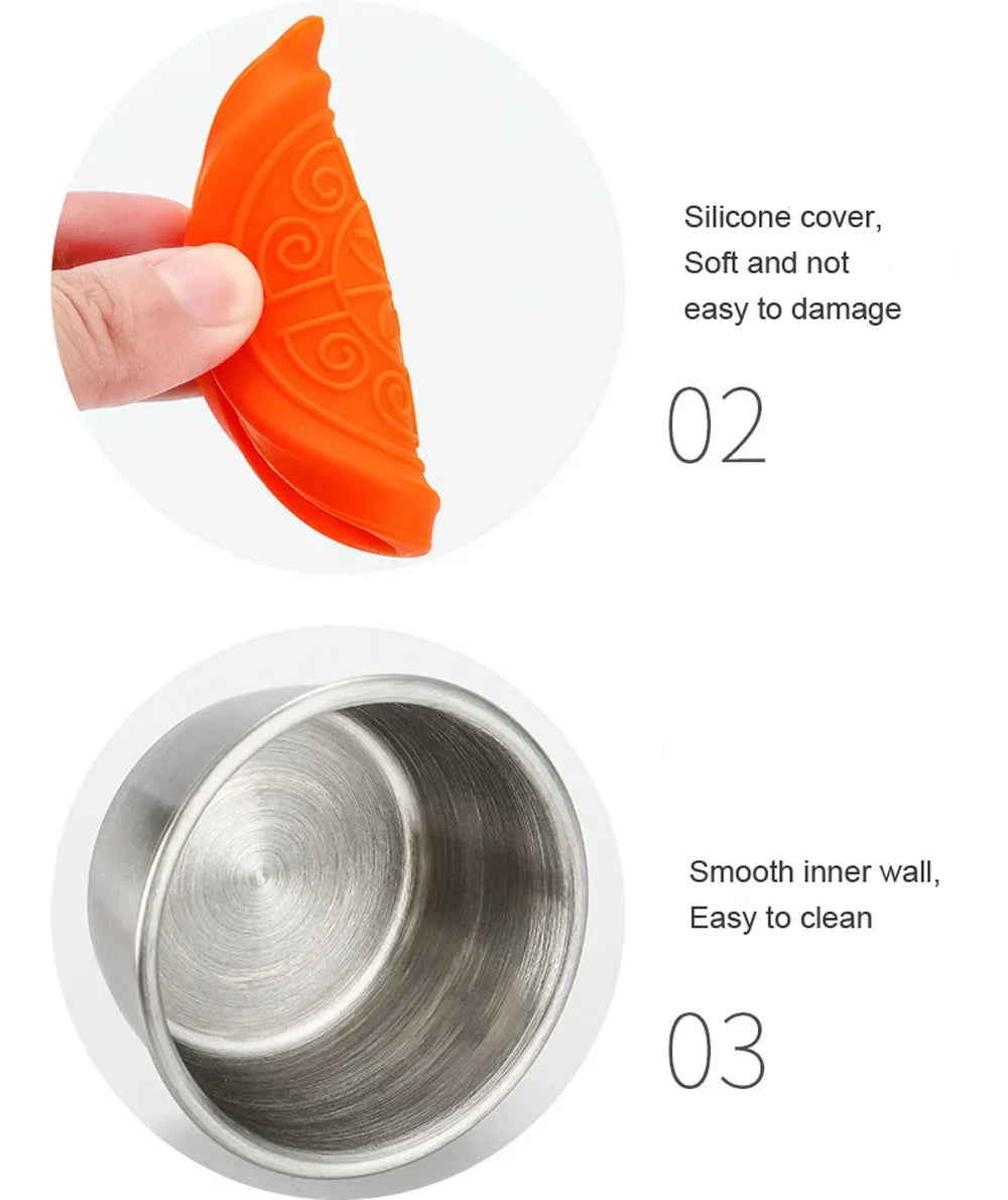 1pc Salad Dressing Container With 1.35oz/40ml Reusable Stainless Steel Cup And Leakproof Silicone Lids For Lunch Box and Picnic