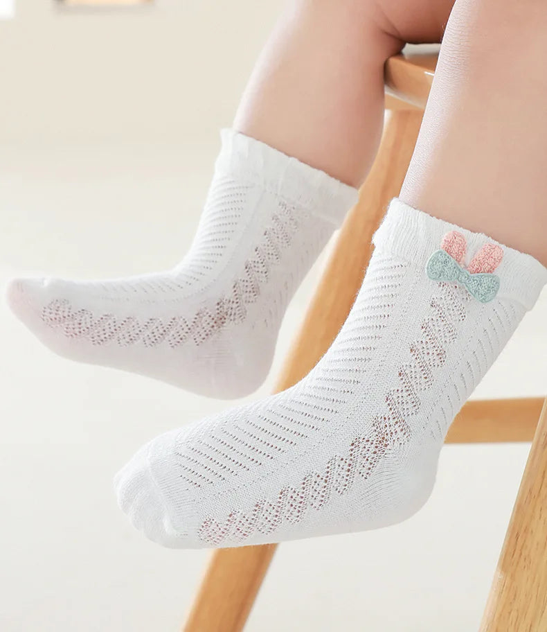 4Pairs/Lot Summer Baby Mesh Thin Socks Cartoon Soft Cotton Newborn Sock Princess Infant Toddler Girls Cute Breathable Socks