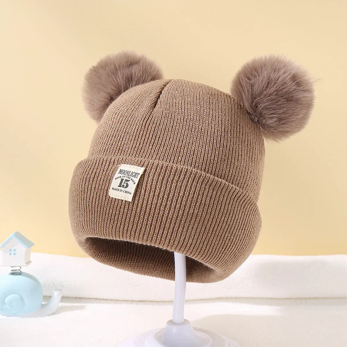 Children's Caps Baby Wool Hat Children's Thick Hats Warm Earmuff Winter Warm Knit Caps Infant Toddler Cap Kids Pom Pom Hat