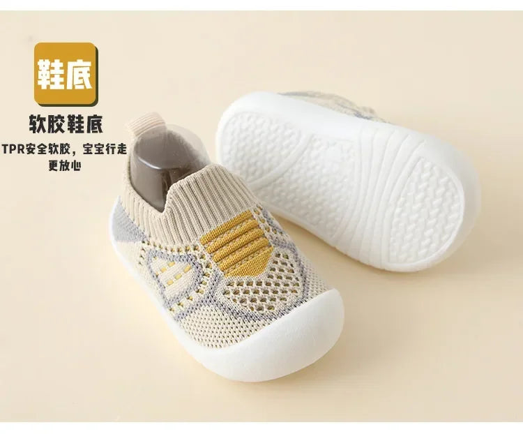 Baby Shoes Anti-slip Breathable Infant Crib Floor Socks with Rubber Sole for Children Girls Boys Mesh Shoes Soft Bottom Slippers