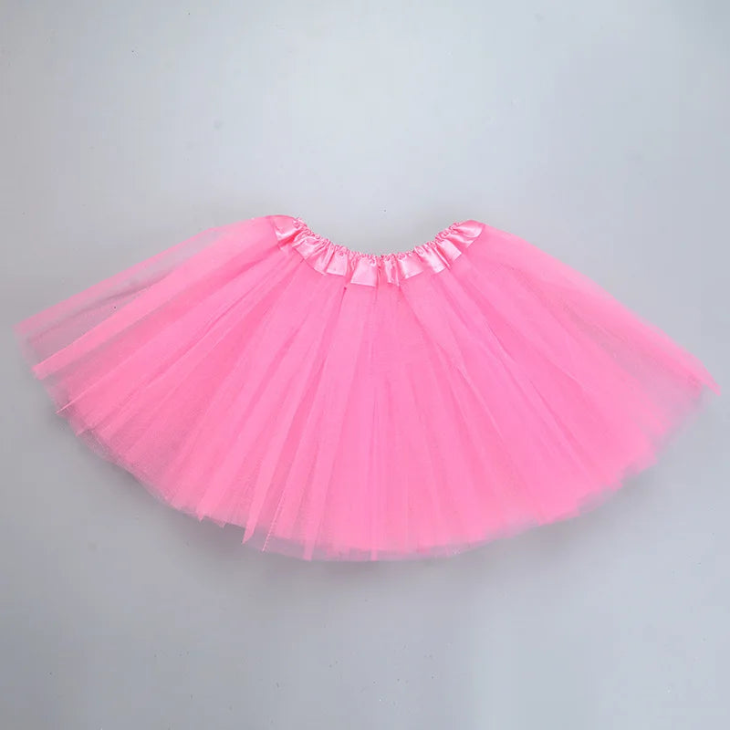 Girl Elastic Ballet Dancewear Tutus Mini Skirt For Birthday Party Dance 3 Layer Tulle Tutu Skirt for Kids Princess 2-8Y Girls