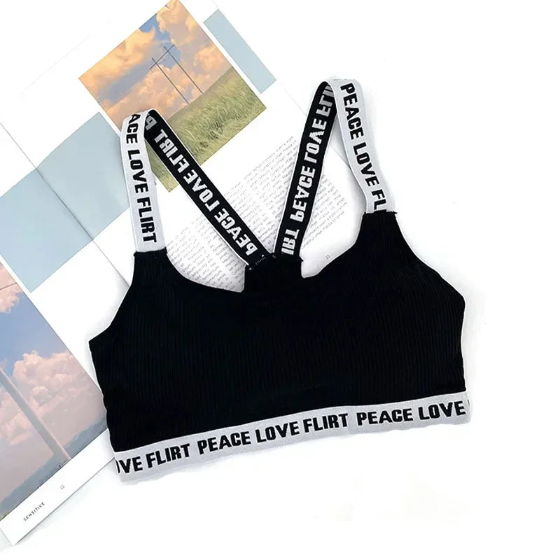Women's Sports Bra Push Up Fitness Bra Yoga Bra Sport Underwear Running Gym Fitness Tops Black White Letters Seamless Underwear