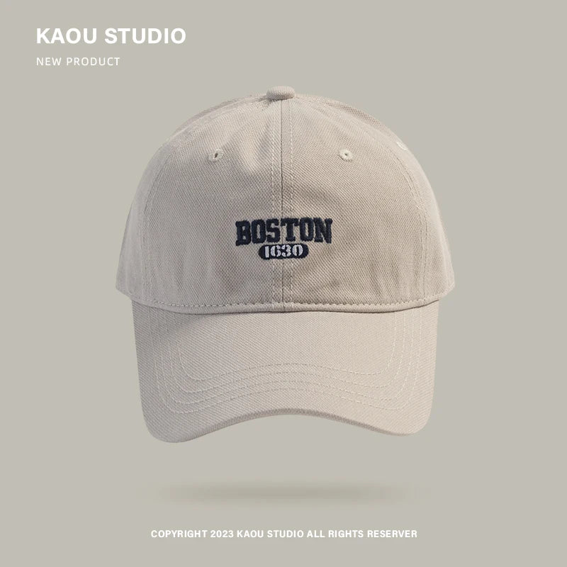 Hat Female Pink Ins Embroidered Peaked Cap Korean Style Versatile Curved Brim Trendy Men's Baseball Cap Spring and Autumn