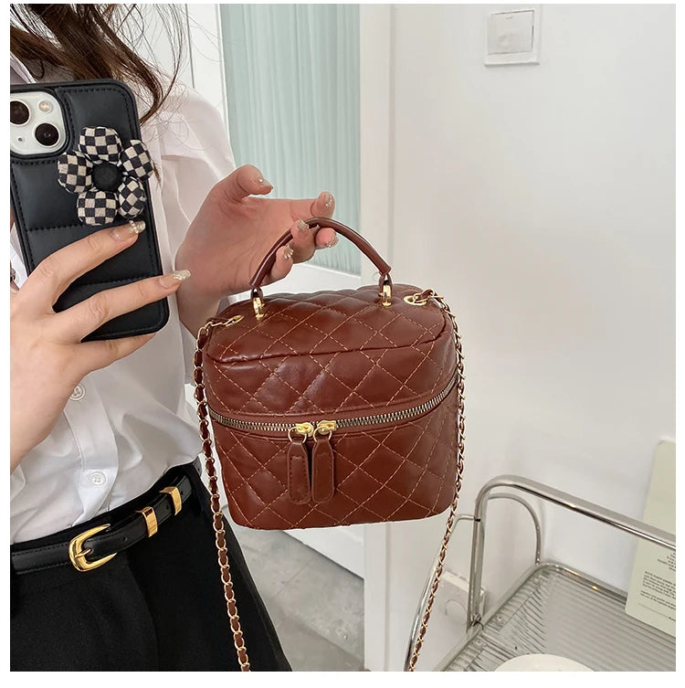 Trendy  Buet Handbag Women's Crossbody Versatile High-End Feel PU Leather Soft Surface Zipper Closure Casual Sle