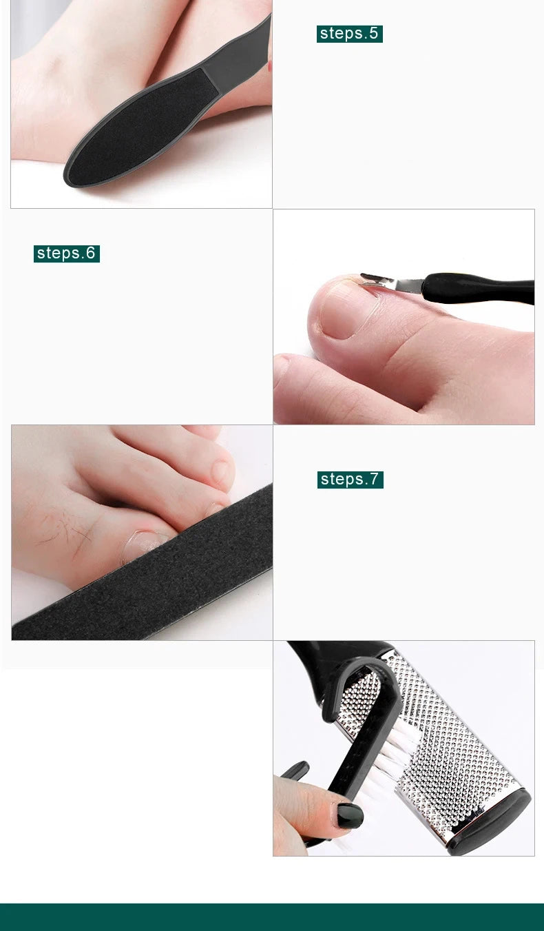8/10-in-1 Professional Pedicure Kit Stainless Steel Callus Shavers Get Soft Smooth Feet with Stainless Steel Foot Care Tools