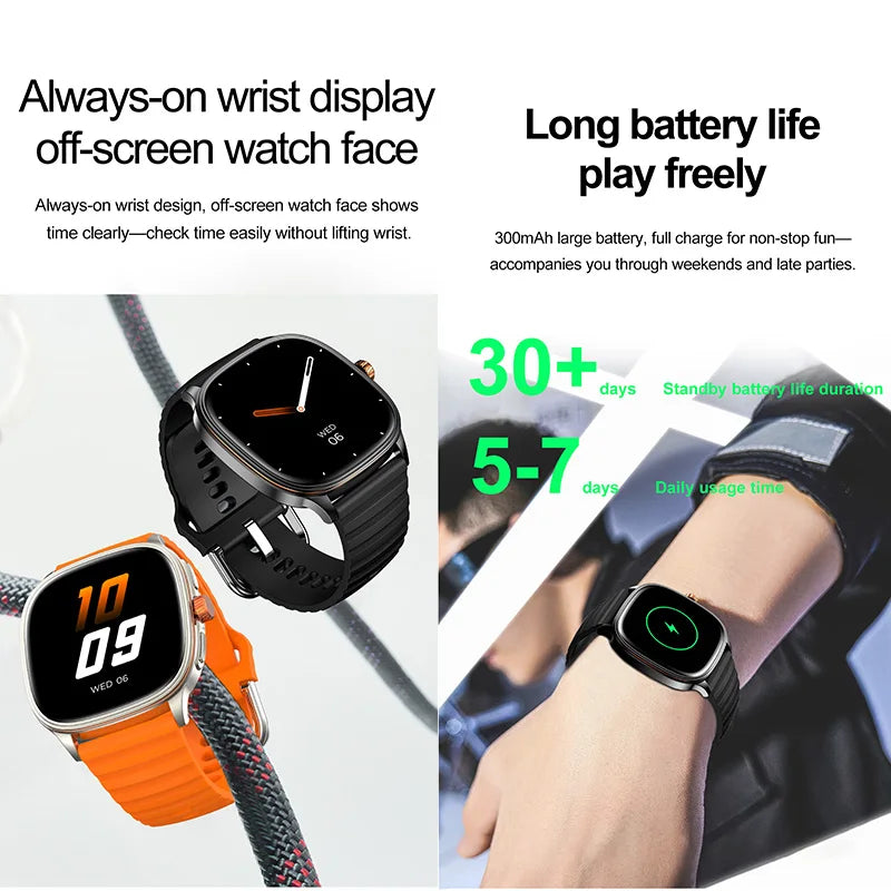 New Smart Watch 1.73" HD Screen NFC Voice Assistant Music Weather Sports Heart Rate High-precision Sensor Waterproof Smart Watch