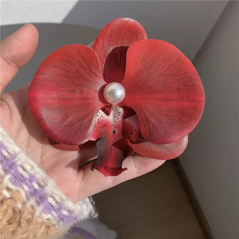 Phalaenopsis Pearl Hair Clip Flower Hairpin Orchid Butterfly Hairs Clip Hair Accessories Hair Styling Tools Bow Flower
