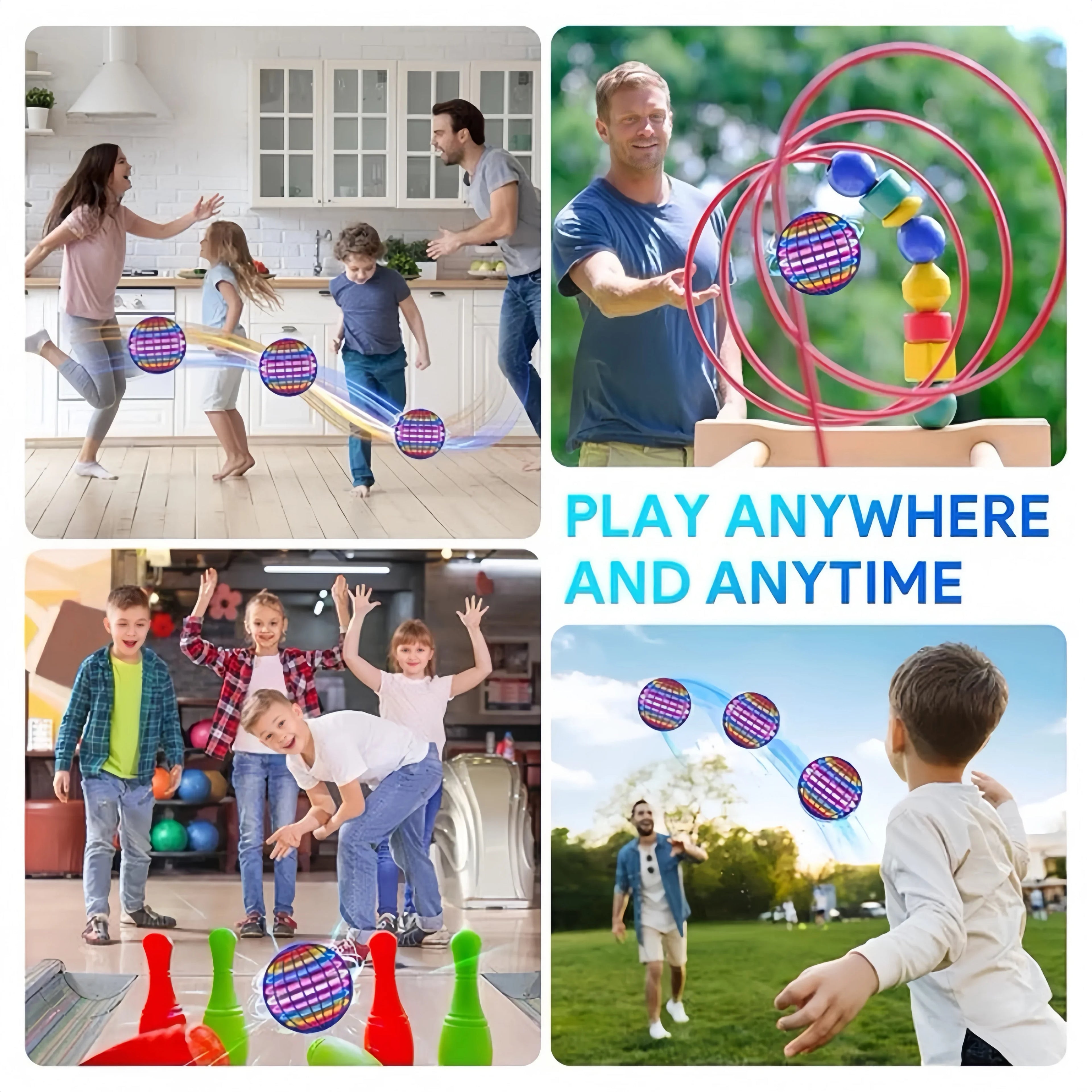 Flying Ball Children's Hand Controlled Color LED Cosmic Globe 360 ° Rotating Suspension Ball Suitable for Indoor and Outdoor Toy