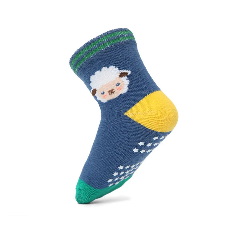 6 Pairs Boys Kids Non-Slip Socks Cute Cartoon Pattern Breathable Comfy Children Floor Socks For All Seasons