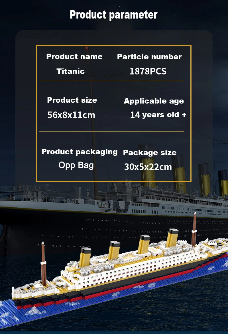 Small Particle Building Block Assembly Toy Titanic Giant Boy Girl Puzzle Cruise Ship Brick Model Kit Desltop Birthday Gift Child
