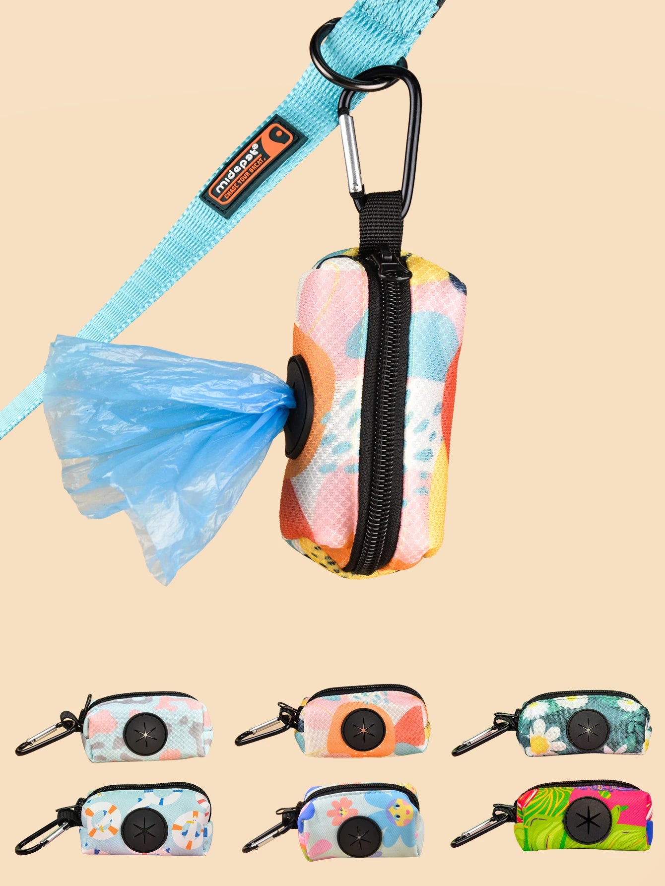 1pcs Colorful Print Luxury Design Dog Poop Bag Holder Dispenser For Pets Valentine's Day Gift For Leash Attachment(No Leash And