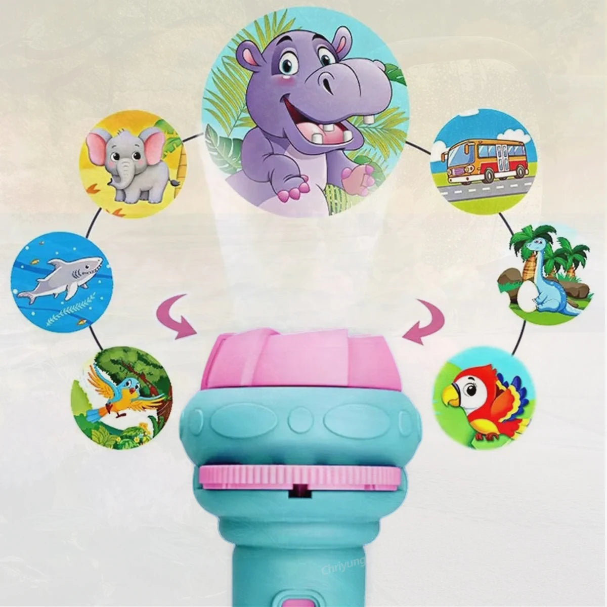 Kids Projector Flashlight with 10 Cards 80 Images Cartoon Night Light Projector Toy for Kids Bedtime Story Education Gift