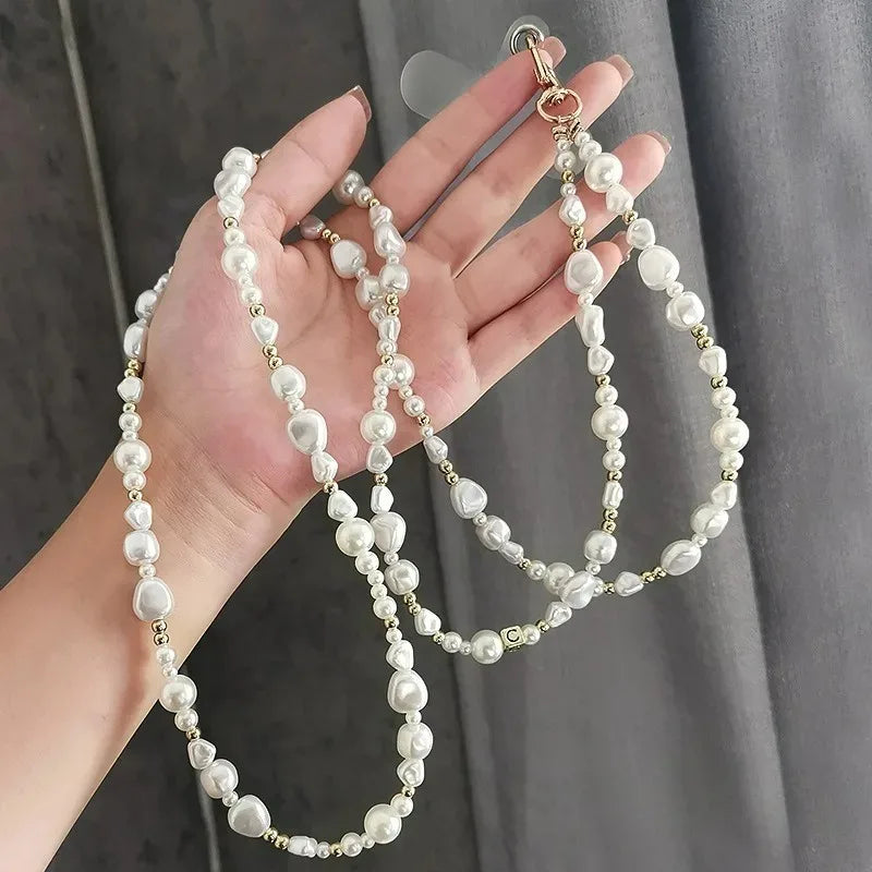 Pearl Crossbody Lanyard Women's Ins Outdoor Travel Mountain Climbing Fashion Back Chain Mobile Phone Lanyard Xiaoxiangfeng