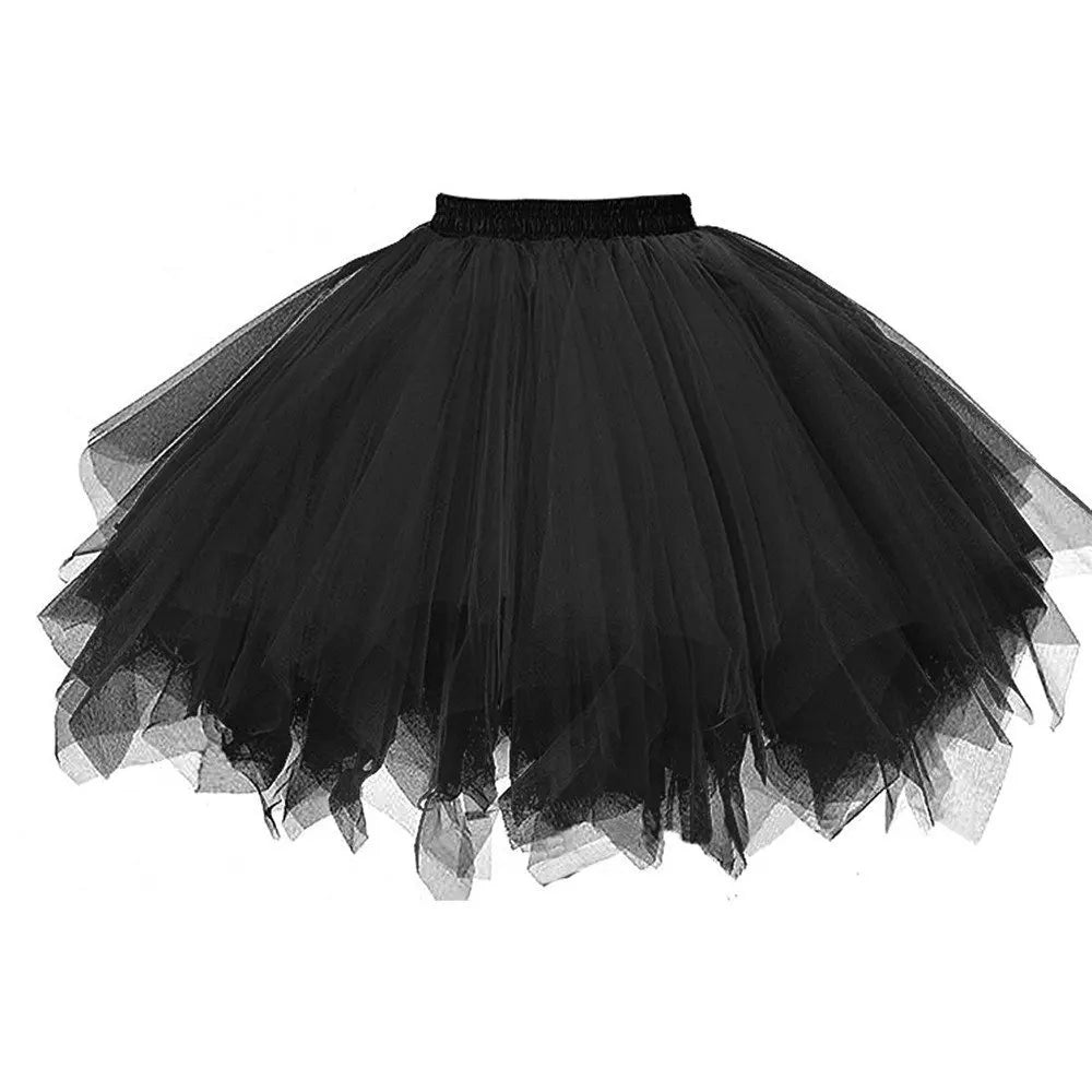 Women's Tutu Skirt 50s Rockabilly Petticoat Ballet Underskirt Elastic High Waist Ballet Skirt Dance Dress Costume Party Skirt
