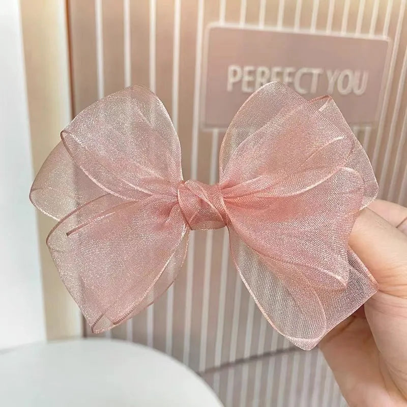 Korean Mesh Gauze Bow Baby Hairpins Fairy Princess Girl Back Head Hair Clips Top Clips Kids Headwear