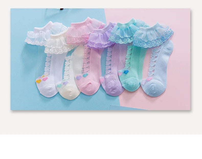 1 Pair Soild Color Thin Lace Mesh Socks for Baby Children Girls Summer Dresses Paired with Princess Socks Baby Clothing