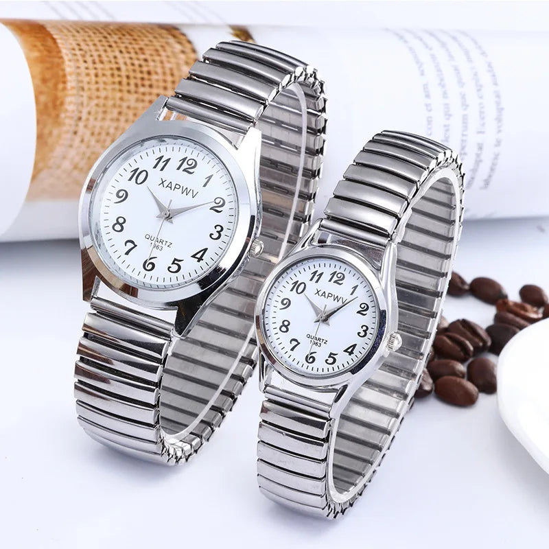 Fashion Women Men Watch Flexible Elastic Band Quartz Wrist Watch Steel Strap Couple Watch Gift