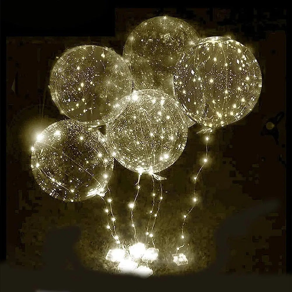 3Pcs LED Light Up Balloons Glow In The Dark Transparent Led Balloons for Weddings Birthdays Valentine's Day Party Festival Decor