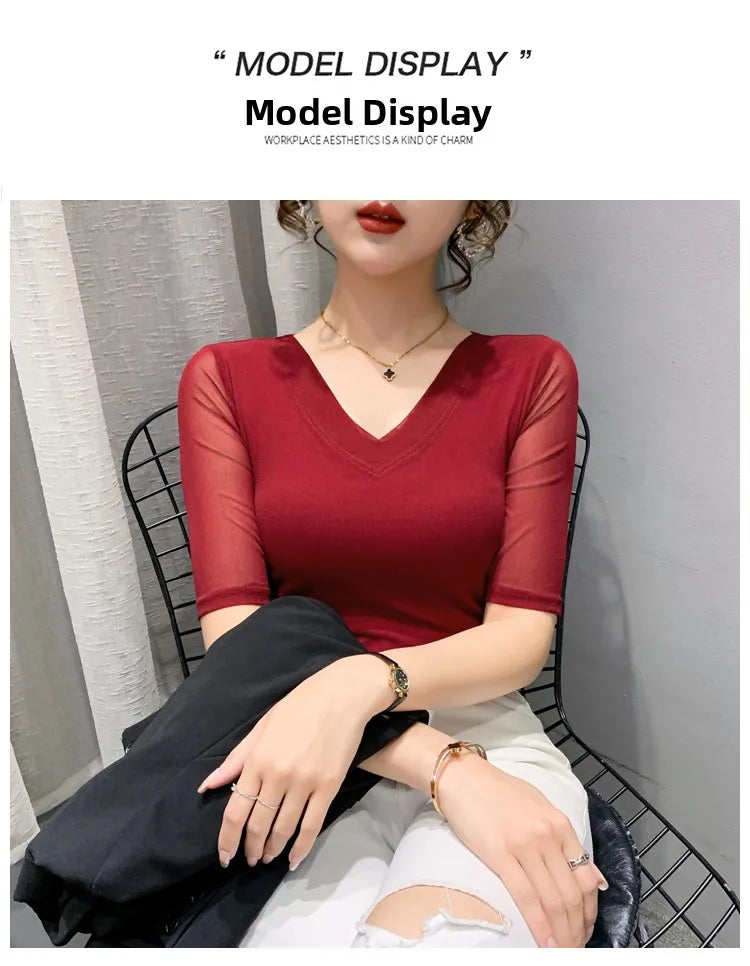 Women's Slim Fit V-Ne T-irt Me Inner Wear Top Spring Autumn Season Faionable Base irt Breathable Wear Resistant