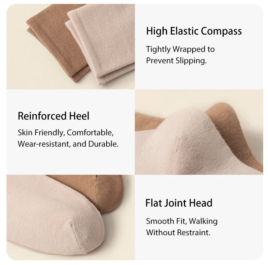 6 Pairs of Women Is Spring Or Summer Solid Colors Simple and Comfortable Mid Tube Socks Khaki Gradient Color