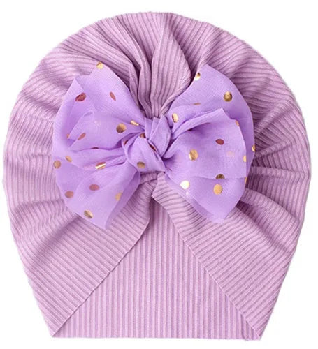 Cute Bow Baby Turban Hat Soft Elastic Kids Beanie Spring Summer Breathable Solid Color Baby Girl Bonnet Hats for Newborn Infant