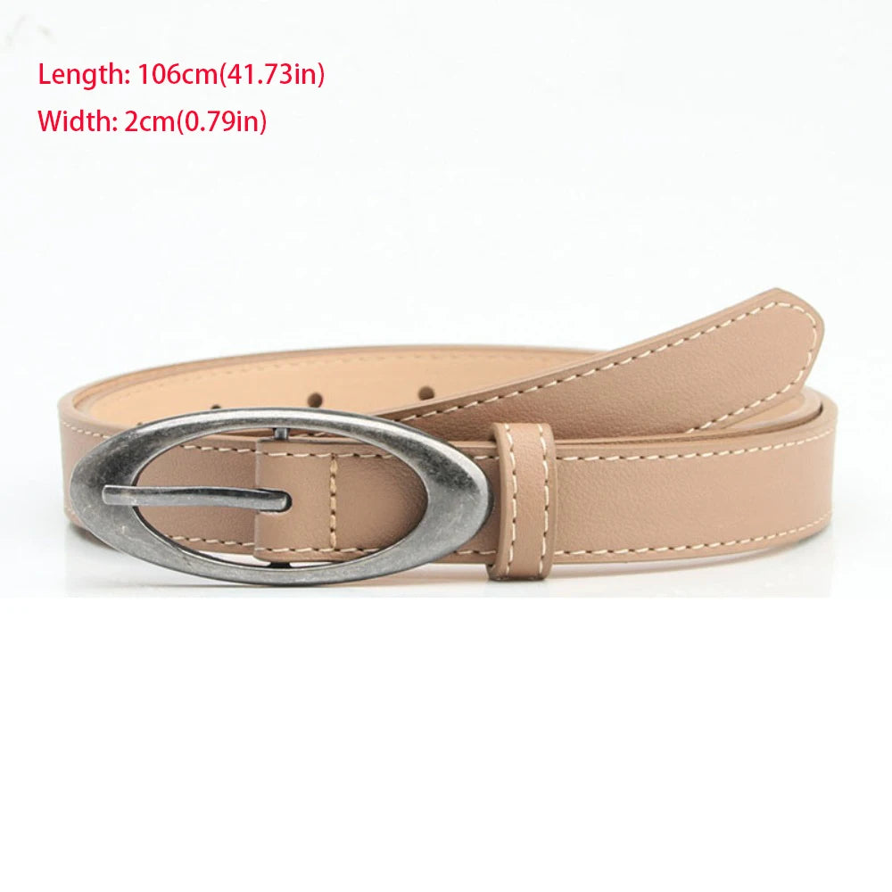 Waist Decoration Versatile Leather Belt Casual Simple Thin Waist Strap Luxury Design Slide Buckle Belt For Women