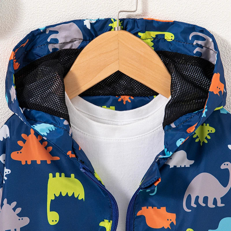 Spring And Autumn New Blue Long Sleeve Baby Boy Jacket, Cartoon Hooded Children'S Clothing (9 Months -4 Years Old)