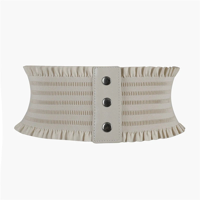 Women Wide Belt Elastic Waist Straps Ladies Stretch Waistband Cummerbund Female Dress Corset Belts Black White Waist Band
