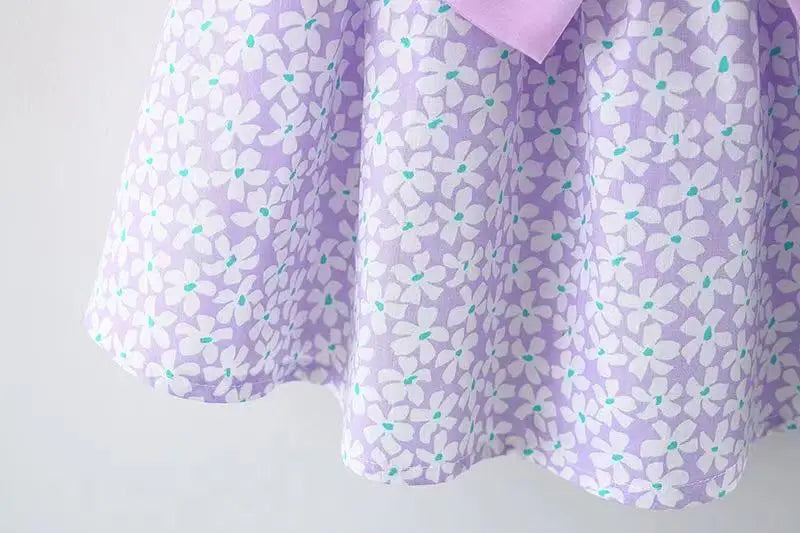 0-3-year-old baby clothes summer seaside vacation children's dress floral sleeveless bow girl princess dress+hat