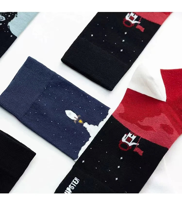 Colorful Funny Cotton Men Crew Socks Hip Hop Novelty Painting Style Skate Street Designer Harajuku Gift Happy Black Yellow Cool