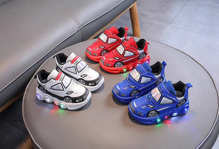 Autumn New Fashion Child Sneakers Versatile Car Cartoon Boy Shoes Comfort Thick Soled Luminous Casual Shoe Brand Sneakers Boy