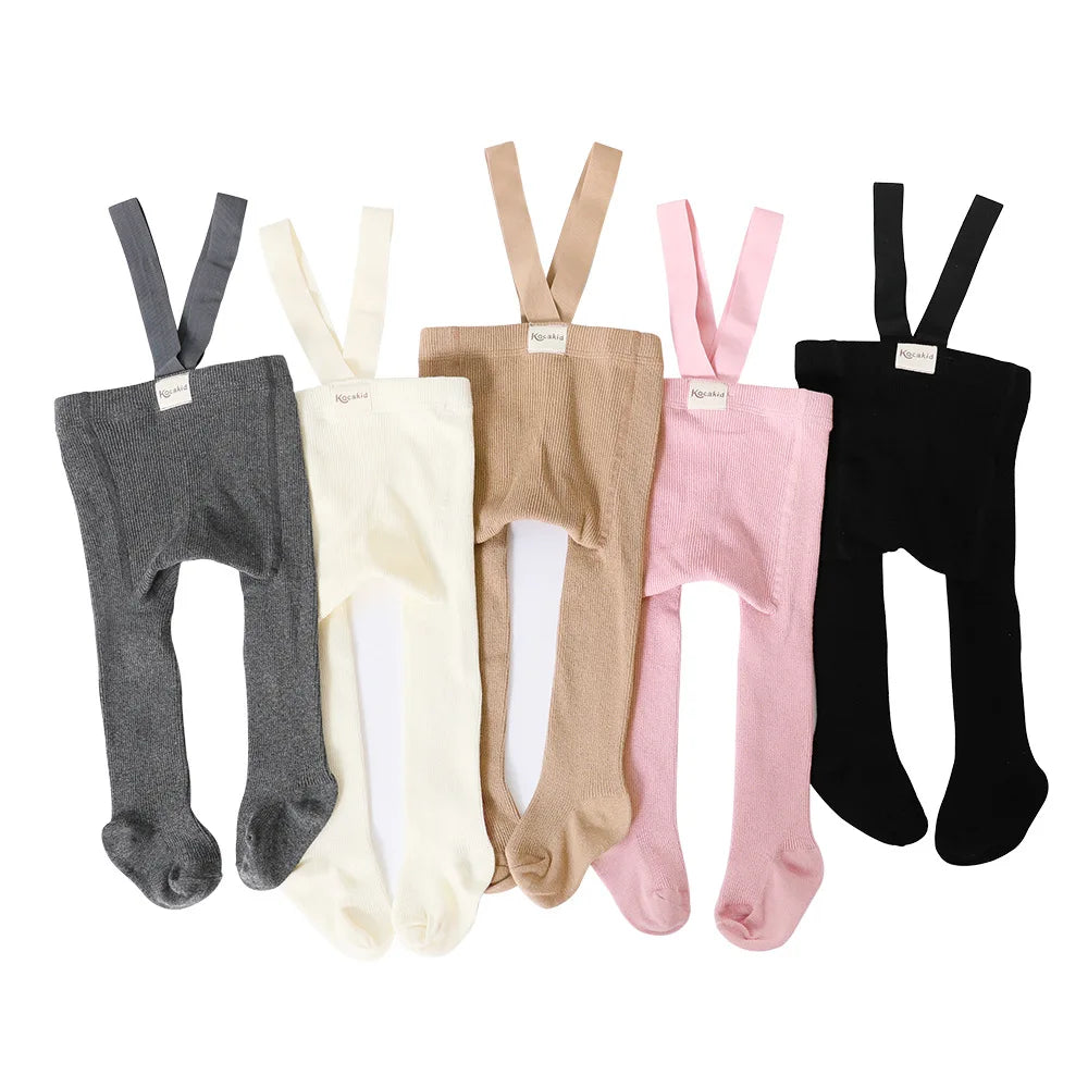 Wholesale Baby Girls Boys Tights Suspender Pantyhose Spring Autumn Cute Footed Stretch Overalls Stockings Infant Leggings