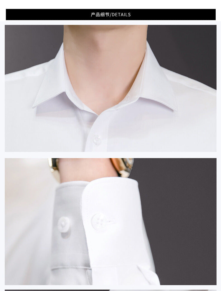 New Plus Size Men Solid Color Business Shirt Fashion Classic Basic Casual Slim White Long Sleeve Shirt Brand Clothes