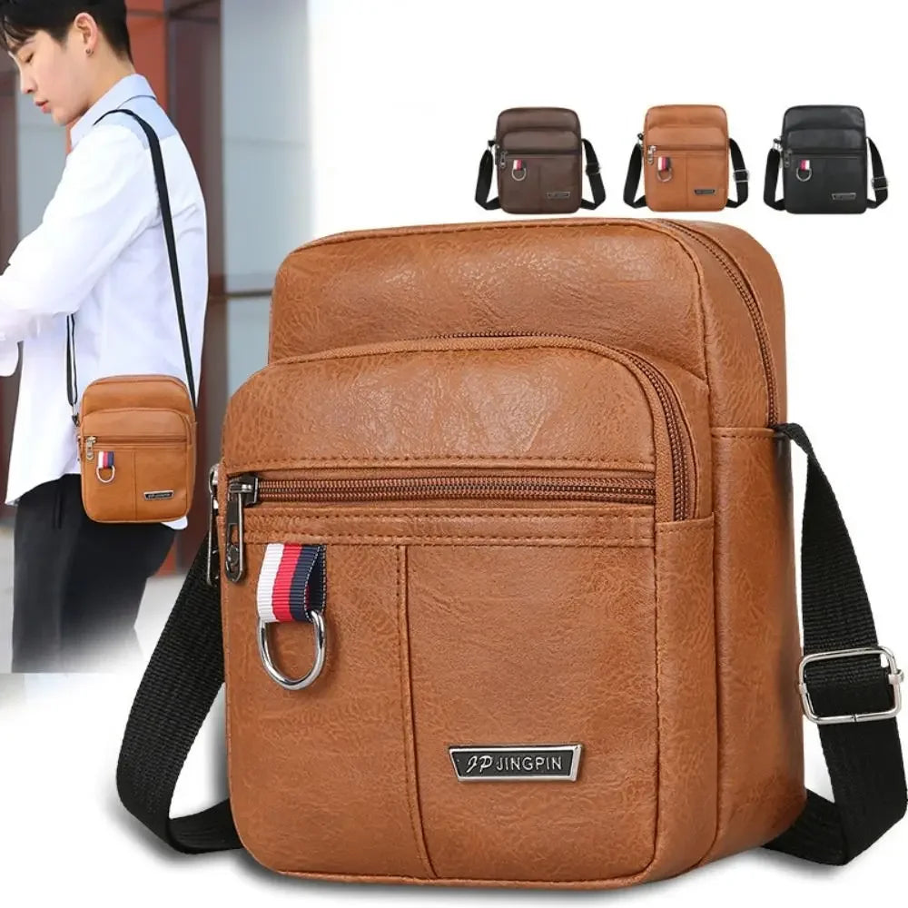 PU Leather Men's Bag Casual New Large Capacity Waterproof Handbag Brown Black Shoulder Messenger Bags Outdoor