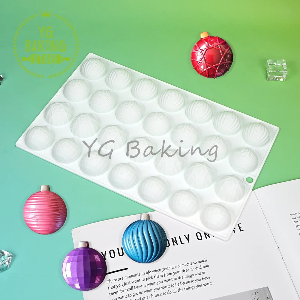 Dorica 28 Hole Small Christmas Ball Silicone Mousse Mold 3D Pudding Dessert Chocolate Mould DIY Cake Decorating Tools Bakeware