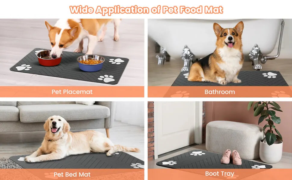 Pet Feeding Mat-Absorbent Pet Placemat for Food and Water Bowl with Waterproof Rubber Backing Quick Dry Water Mat for Dog Cat