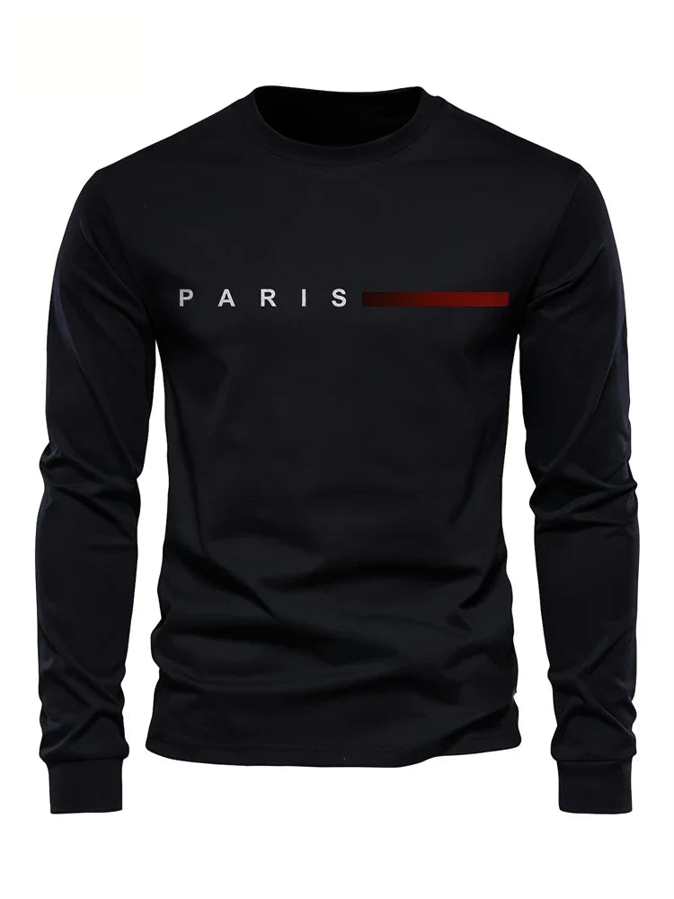 2025 New Spring Men Round Neck Casual Street Style Clothing Loose Fashion Sweatshirt Letter Pattern Creative Long Sleeve T-Shirt